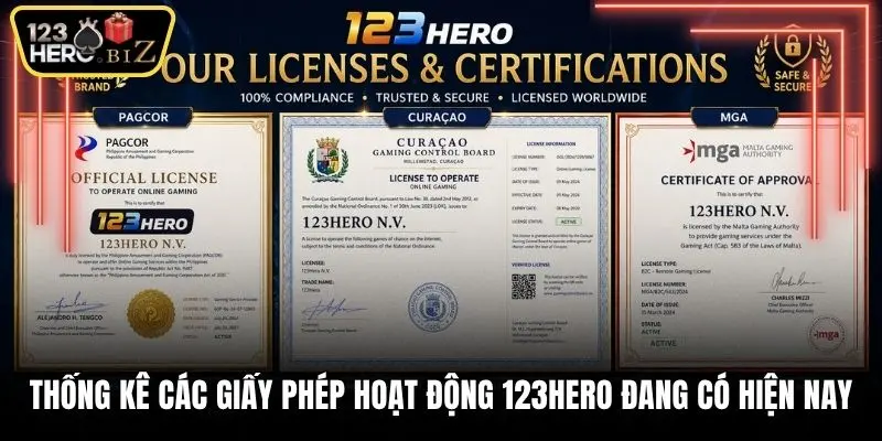 Thống kê các giấy phép hoạt động 123Hero đang có hiện nay